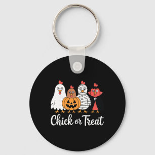 Funny Chick Or Treat Chicken Halloween Key Ring