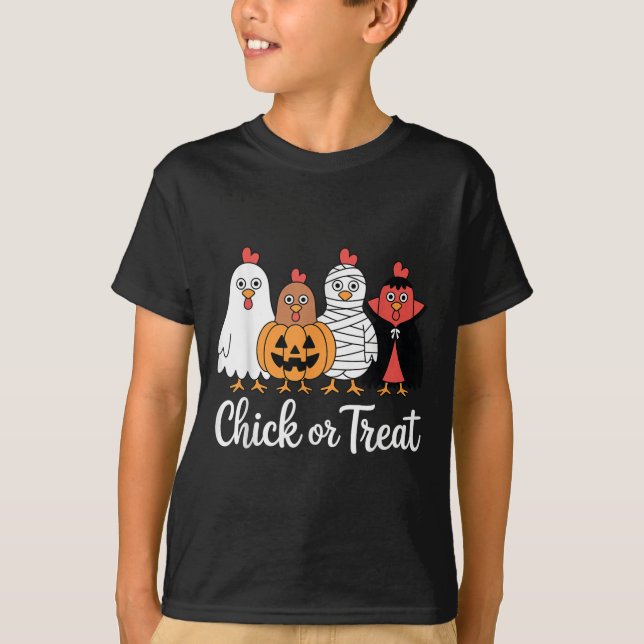 Funny Chick Or Treat Chicken Halloween  T-Shirt (Front)