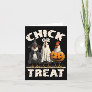 Funny Chick Or Treat Chickens Ghost Witchy Hallowe Card