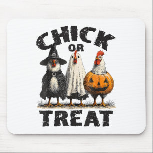 Funny Chick Or Treat Chickens Ghost Witchy Hallowe Mouse Mat