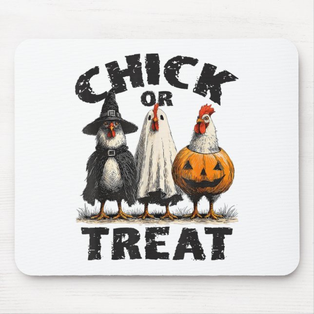 Funny Chick Or Treat Chickens Ghost Witchy Hallowe Mouse Mat (Front)