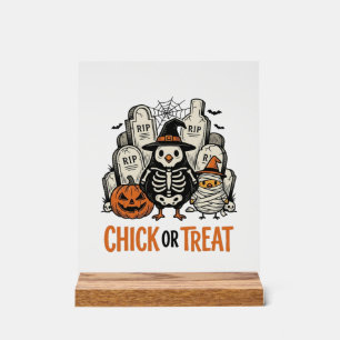 Funny Chick Or Treat Halloween Chicken Graphic_1 Acrylic Sign