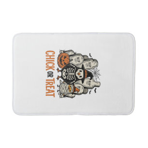 Funny Chick Or Treat Halloween Chicken Graphic_1 Bath Mat