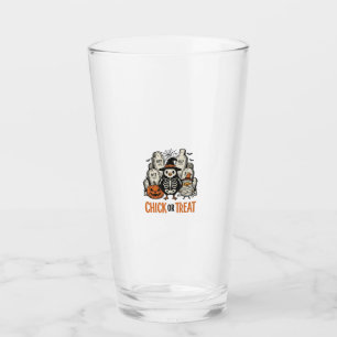 Funny Chick Or Treat Halloween Chicken Graphic_1 Glass