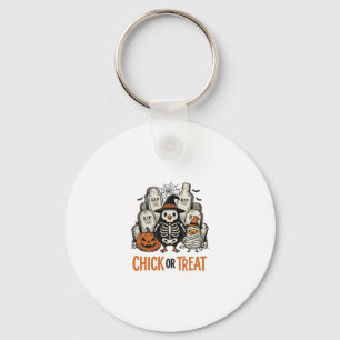 Funny Chick Or Treat Halloween Chicken Graphic_1 Key Ring