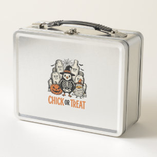 Funny Chick Or Treat Halloween Chicken Graphic_1 Metal Lunch Box