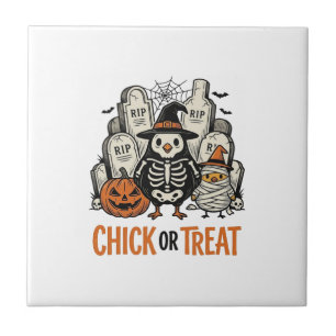 Funny Chick Or Treat Halloween Chicken Graphic_1 Tile