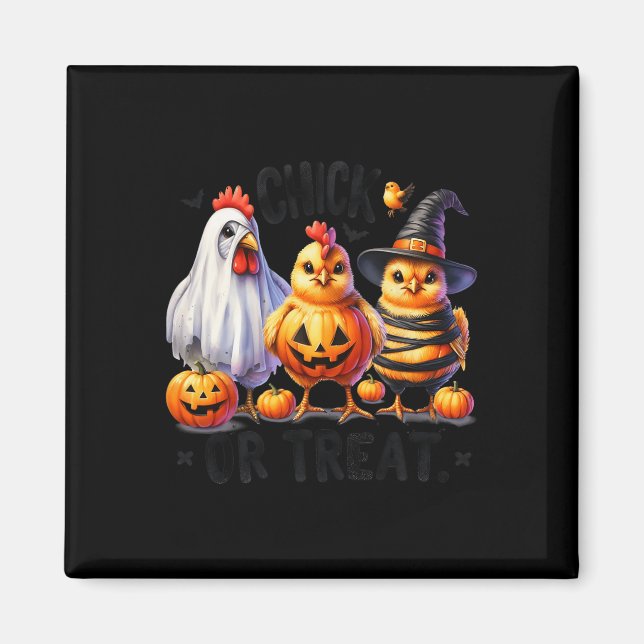 Funny Chick Or Treat Spooky Halloween Chicken Pump Magnet (Front)
