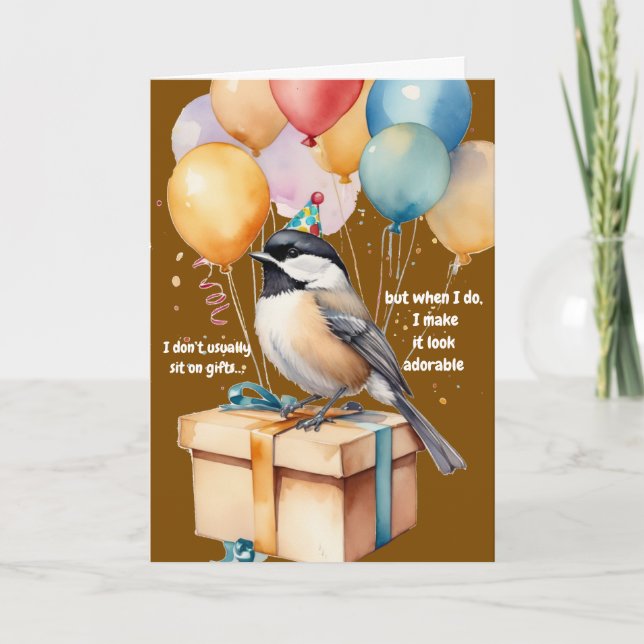 Funny Chickadee Birthday Party Invite Art (Front)