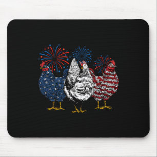 Funny Chicken 4th Of July Patriotic American Chick Mouse Mat