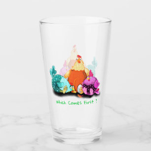Funny Chicken and Egg Glass - Custom Text