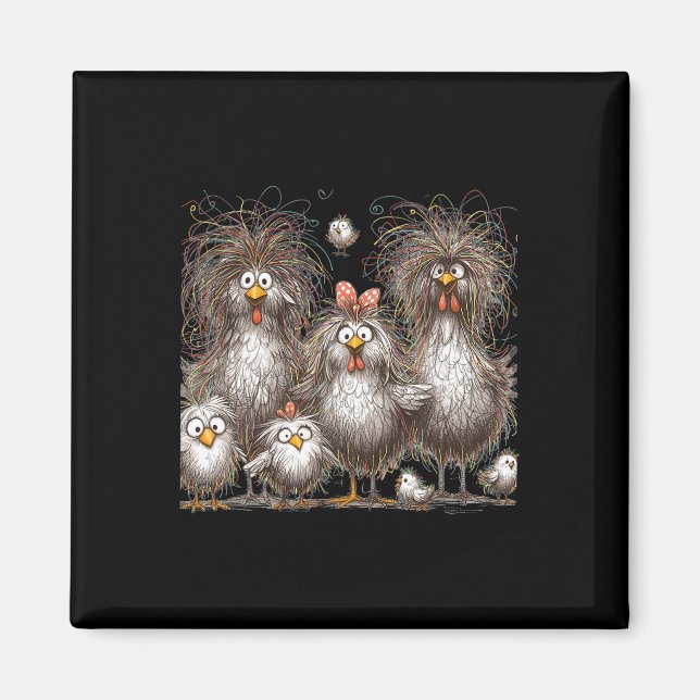 Funny Chicken Art Eagerlys Colourful  Magnet (Front)