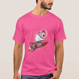 Funny Chicken Astronaut American Flag Rocket Men W T-Shirt
