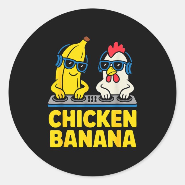 Funny Chicken Banana  Classic Round Sticker (Front)