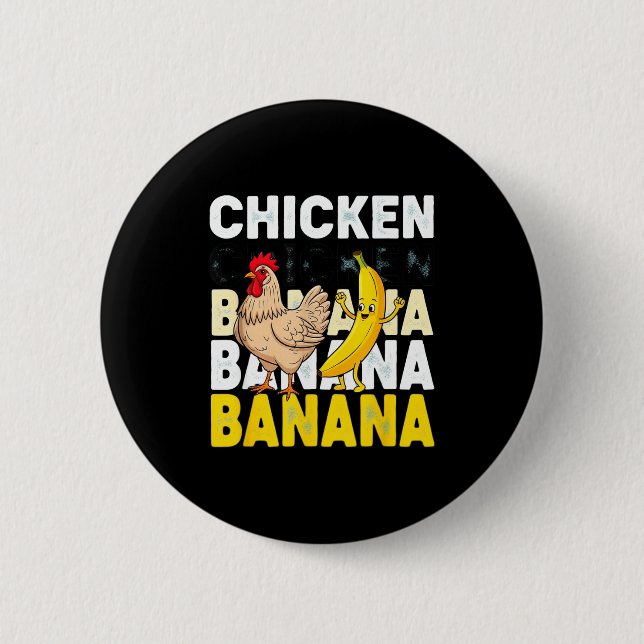 Funny Chicken Banana Dance Meme For Kids &amp; Adu 6 Cm Round Badge (Front)