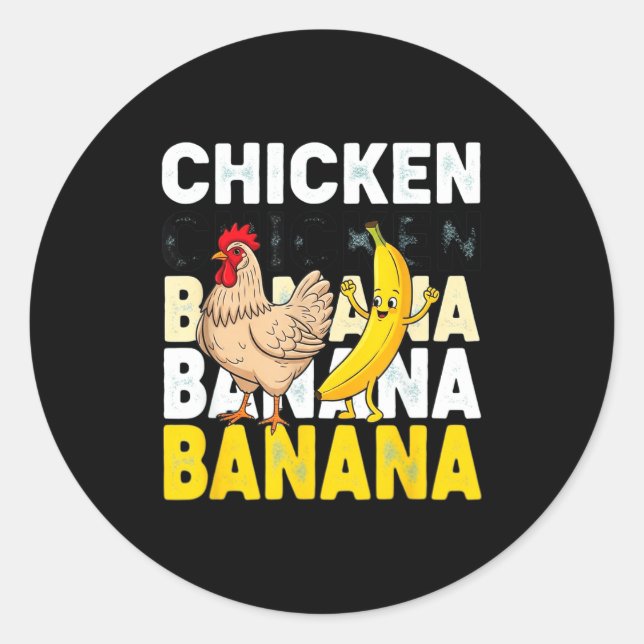 Funny Chicken Banana Dance Meme For Kids &amp; Adu Classic Round Sticker (Front)