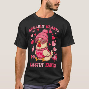 Funny Chicken Breaking Hearts Blasting Farts Valen T-Shirt