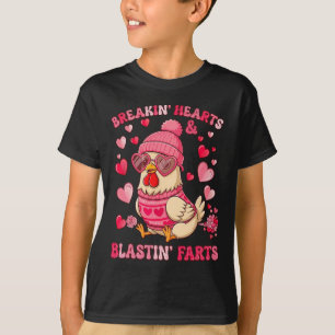 Funny Chicken Breaking Hearts Blasting Farts Valen T-Shirt