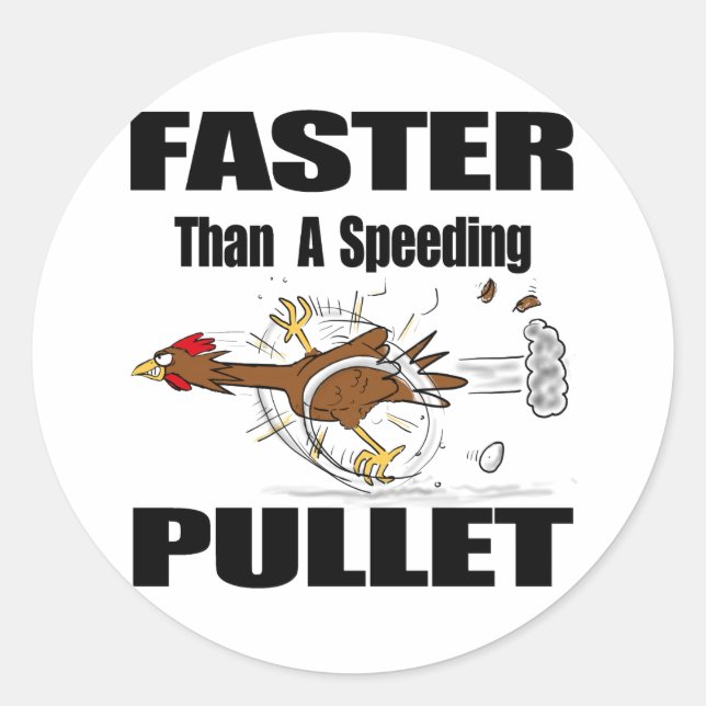 Funny chicken cartoon classic round sticker (Front)