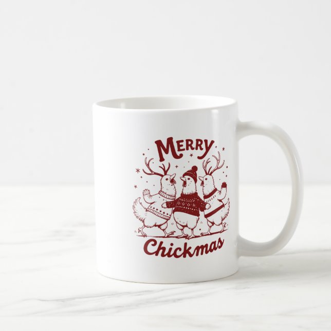 Funny Chicken Christmas Farm Animal Cute Xmas Merr Coffee Mug (Right)