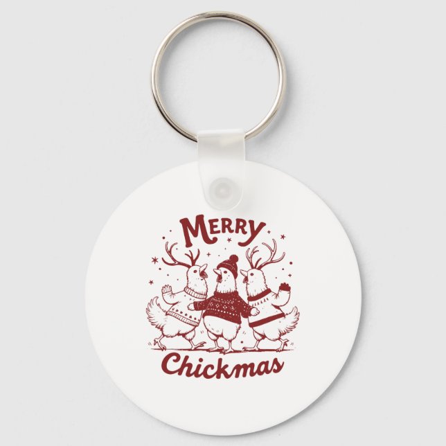 Funny Chicken Christmas Farm Animal Cute Xmas Merr Key Ring (Front)