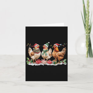 Funny Chicken Christmas Hat Lights Farm Animal Cut Card