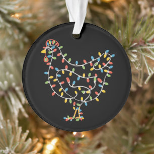 Funny Chicken Christmas Holiday Farmer Farm Ornament