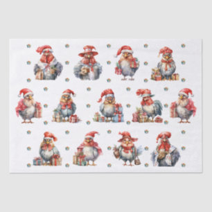 Funny Chicken Christmas Holiday Shoppers White Tissue Paper