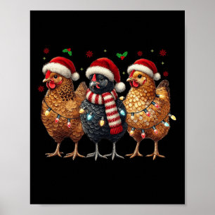 Funny Chicken Christmas Lights Animal Farmer Xmas  Poster