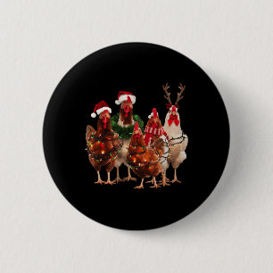 Funny Chicken Christmas Lights Farm Animal Cute Xm 6 Cm Round Badge