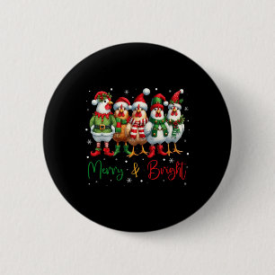 Funny Chicken Christmas Lights Farm Animal Cute Xm 6 Cm Round Badge