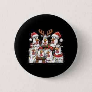 Funny Chicken Christmas Lights Farm Animal Cute Xm 6 Cm Round Badge