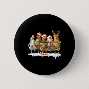 Funny Chicken Christmas Lights Farm Animal Cute Xm 6 Cm Round Badge