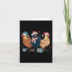 Funny Chicken Christmas Lights Farm Animal Cute Xm Card