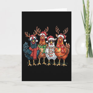 Funny Chicken Christmas Lights Farm Animal Cute Xm Card