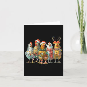Funny Chicken Christmas Lights Farm Animal Cute Xm Card