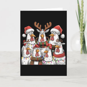 Funny Chicken Christmas Lights Farm Animal Cute Xm Card