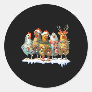 Funny Chicken Christmas Lights Farm Animal Cute Xm Classic Round Sticker