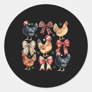 Funny Chicken Christmas Lights Farm Animal Cute Xm Classic Round Sticker