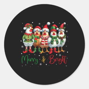 Funny Chicken Christmas Lights Farm Animal Cute Xm Classic Round Sticker