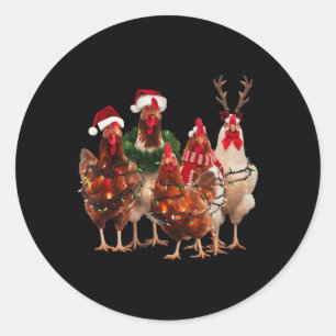 Funny Chicken Christmas Lights Farm Animal Cute Xm Classic Round Sticker