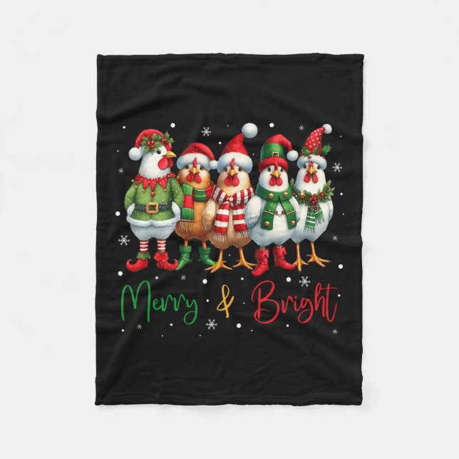 Funny Chicken Christmas Lights Farm Animal Cute Xm Fleece Blanket (Front)