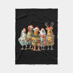 Funny Chicken Christmas Lights Farm Animal Cute Xm Fleece Blanket