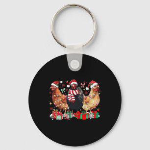 Funny Chicken Christmas Lights Farm Animal Cute Xm Key Ring