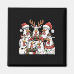 Funny Chicken Christmas Lights Farm Animal Cute Xm Magnet