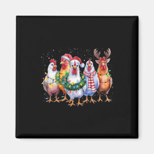 Funny Chicken Christmas Lights Farm Animal Cute Xm Magnet