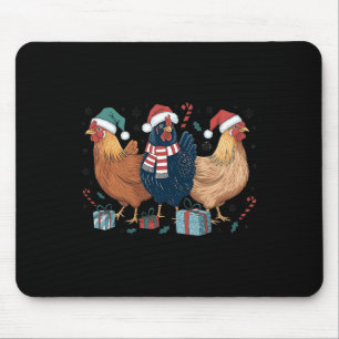 Funny Chicken Christmas Lights Farm Animal Cute Xm Mouse Mat