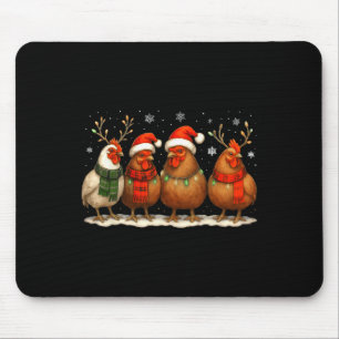 Funny Chicken Christmas Lights Farm Animal Cute Xm Mouse Mat