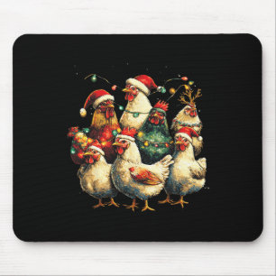Funny Chicken Christmas Lights Farm Animal Cute Xm Mouse Mat