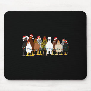 Funny Chicken Christmas Lights Farm Animal Cute Xm Mouse Mat